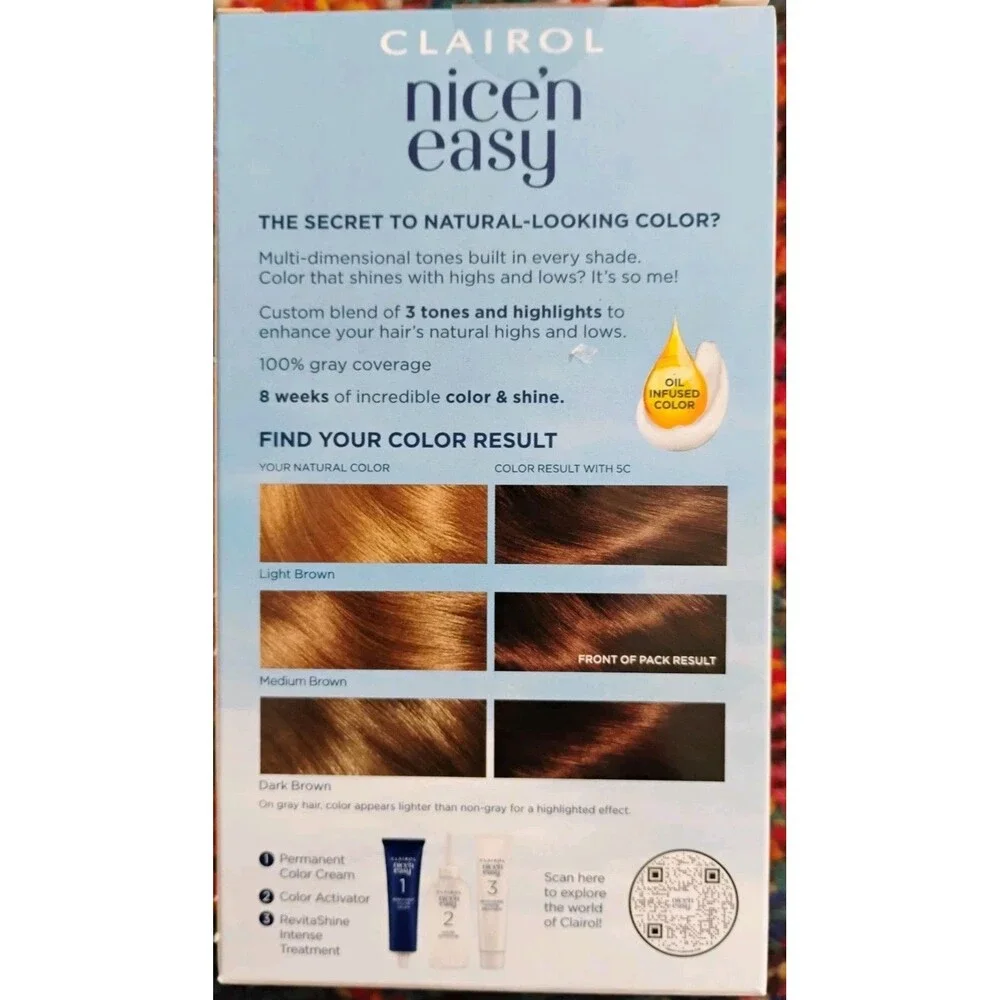 8 Clairol Nice'n Easy Permanent Hair Color 5C Medium Cool Brown Tones New/Sealed